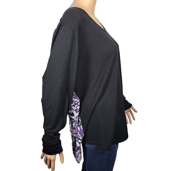 Lane Bryant Women's Black Long Sleeve Floral Purple/Grey Pattern Back Size 18/20 - Picture 7 of 9